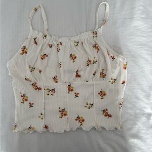 floral tank top. ruffled on the top